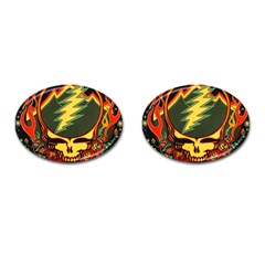 Grateful Dead Steal Your Face Deadhead Hippie Logo Music Cufflinks (oval) by Perong