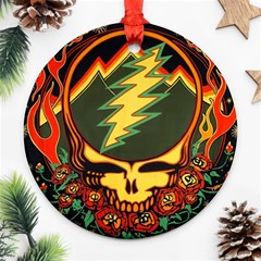 Grateful Dead Steal Your Face Deadhead Hippie Logo Music Round Ornament (two Sides)