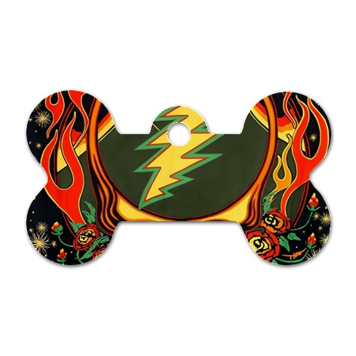 Grateful Dead Steal Your Face Deadhead Hippie Logo Music Dog Tag Bone (Two Sides)