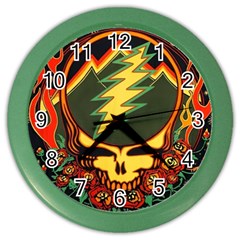 Grateful Dead Steal Your Face Deadhead Hippie Logo Music Color Wall Clock by Perong