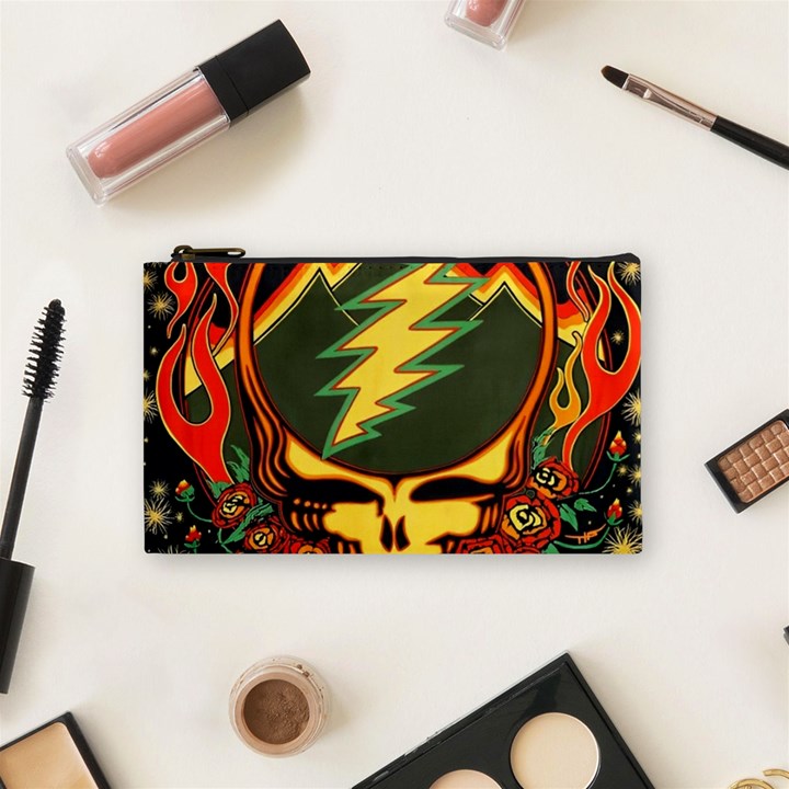 Grateful Dead Steal Your Face Deadhead Hippie Logo Music Cosmetic Bag (Small)