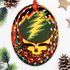 Grateful Dead Steal Your Face Deadhead Hippie Logo Music Oval Filigree Ornament (two Sides)