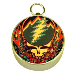 Grateful Dead Steal Your Face Deadhead Hippie Logo Music Gold Compasses by Perong