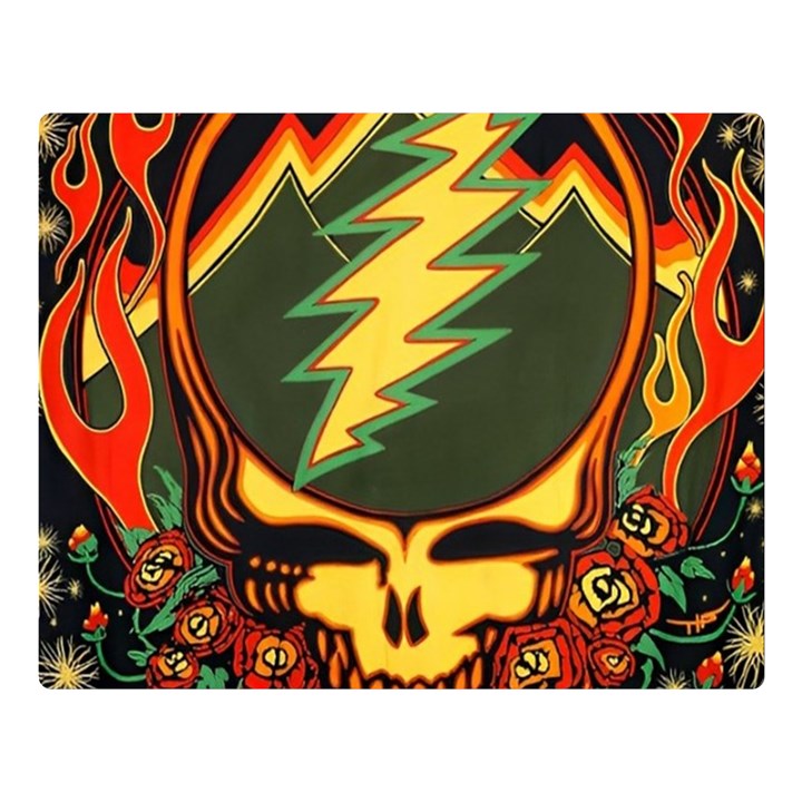 Grateful Dead Steal Your Face Deadhead Hippie Logo Music Two Sides Premium Plush Fleece Blanket (Large)