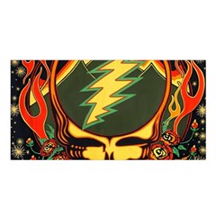 Grateful Dead Steal Your Face Deadhead Hippie Logo Music Satin Shawl 45  X 80  by Perong