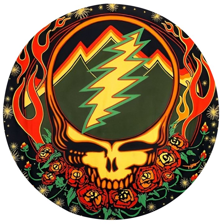 Grateful Dead Steal Your Face Deadhead Hippie Logo Music Wooden Bottle Opener (Round)