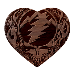 Grateful Dead Steal Your Face Deadhead Hippie Logo Music Heart Wood Jewelry Box by Perong