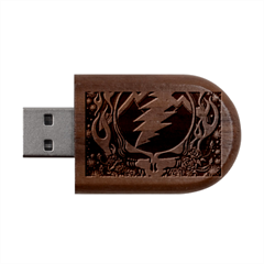 Grateful Dead Steal Your Face Deadhead Hippie Logo Music Wood Oval Usb Flash Drive