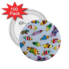 Fish Ocean Sea Water Diving Blue 2 25  Buttons (100 Pack) 