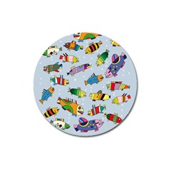 Fish Ocean Sea Water Diving Blue Magnet 3  (round) by Perong