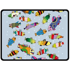 Fish Ocean Sea Water Diving Blue Two Sides Fleece Blanket (large) by Perong