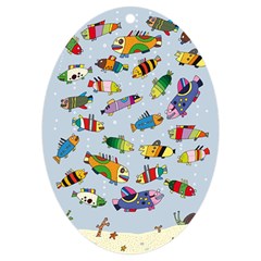 Fish Ocean Sea Water Diving Blue Uv Print Acrylic Ornament Oval