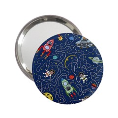 Cat Space Astronaut Rocket Maze 2 25  Handbag Mirrors