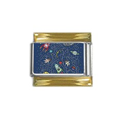 Cat Space Astronaut Rocket Maze Gold Trim Italian Charm (9mm)