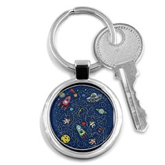 Cat Space Astronaut Rocket Maze Key Chain (round) by Perong