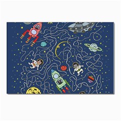 Cat Space Astronaut Rocket Maze Postcards 5  X 7  (pkg Of 10) by Perong