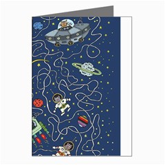 Cat Space Astronaut Rocket Maze Greeting Cards (pkg Of 8)