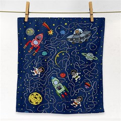 Cat Space Astronaut Rocket Maze Face Towel by Perong