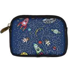 Cat Space Astronaut Rocket Maze Digital Camera Leather Case