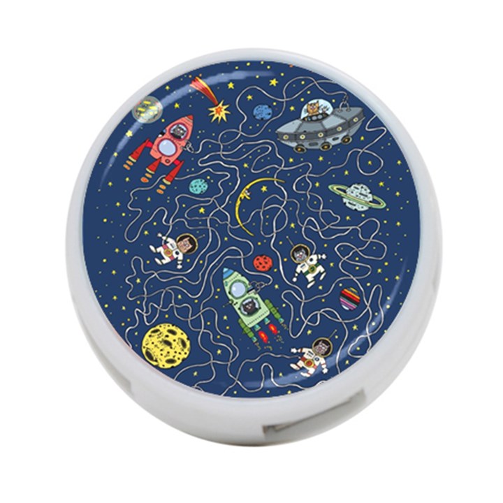 Cat Space Astronaut Rocket Maze 4-Port USB Hub (Two Sides)