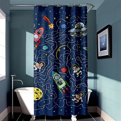 Cat Space Astronaut Rocket Maze Shower Curtain 36  X 72  (stall)  by Perong