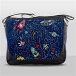 Cat Space Astronaut Rocket Maze Messenger Bag Front