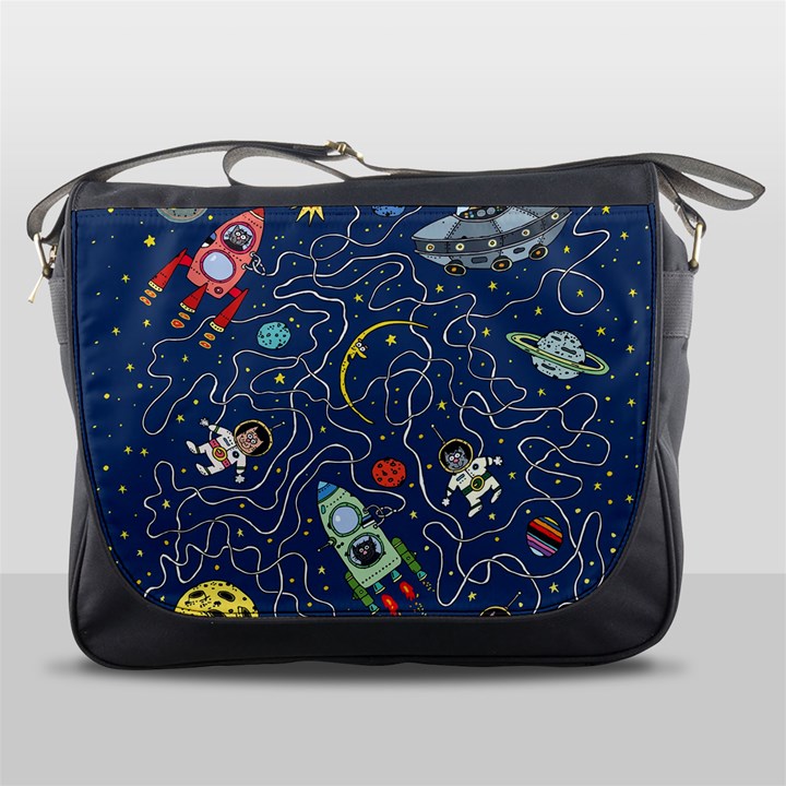 Cat Space Astronaut Rocket Maze Messenger Bag