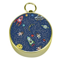 Cat Space Astronaut Rocket Maze Gold Compasses