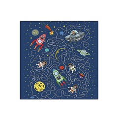 Cat Space Astronaut Rocket Maze Satin Bandana Scarf 22  X 22 