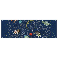 Cat Space Astronaut Rocket Maze Banner And Sign 12  X 4  by Perong