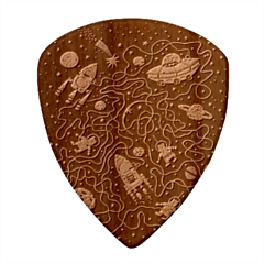 Cat Space Astronaut Rocket Maze Wood Guitar Pick (set Of 10) by Perong