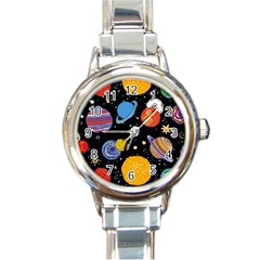 Space Galaxy Art Cute Art Round Italian Charm Watch by Perong