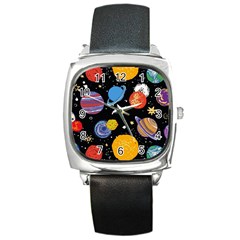 Space Galaxy Art Cute Art Square Metal Watch by Perong