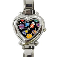 Space Galaxy Art Cute Art Heart Italian Charm Watch by Perong