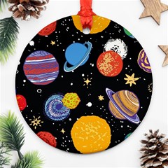 Space Galaxy Art Cute Art Round Ornament (two Sides)