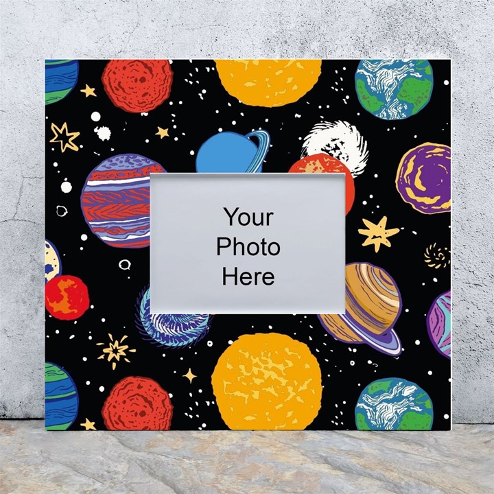 Space Galaxy Art Cute Art White Wall Photo Frame 5  x 7 