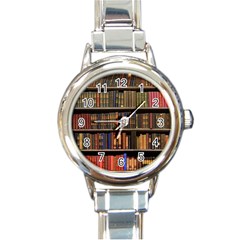 Library Book Round Italian Charm Watch