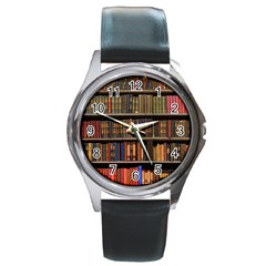 Library Book Round Metal Watch by Perong