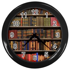 Library Book Wall Clock (black)