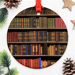 Library Book Round Ornament (two Sides)