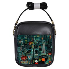 Art Cityscape Japanese Girls Sling Bag by Perong