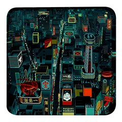 Art Cityscape Japanese Square Glass Fridge Magnet (4 Pack) by Perong