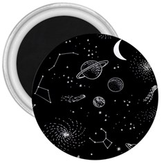 Black Space Drawing Art Planet Drawing Stars Black Space Galaxy Outer Space 3  Magnets by Perong