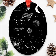 Black Space Drawing Art Planet Drawing Stars Black Space Galaxy Outer Space Ornament (oval)