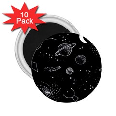 Black Space Drawing Art Planet Drawing Stars Black Space Galaxy Outer Space 2 25  Magnets (10 Pack)  by Perong