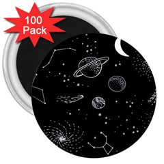 Black Space Drawing Art Planet Drawing Stars Black Space Galaxy Outer Space 3  Magnets (100 Pack) by Perong