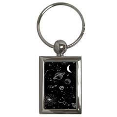 Black Space Drawing Art Planet Drawing Stars Black Space Galaxy Outer Space Key Chain (rectangle) by Perong