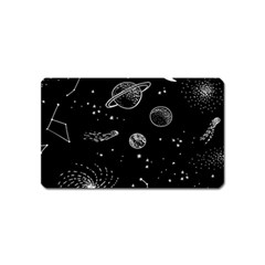 Black Space Drawing Art Planet Drawing Stars Black Space Galaxy Outer Space Magnet (name Card) by Perong