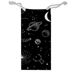 Black Space Drawing Art Planet Drawing Stars Black Space Galaxy Outer Space Jewelry Bag by Perong