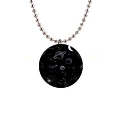 Black Space Drawing Art Planet Drawing Stars Black Space Galaxy Outer Space 1  Button Necklace by Perong